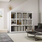 10 Cube Tall Bookcase, Freestanding Cubicle Storage Shelf Vintage Industrial Bookcase for Living Room Bedroom Office