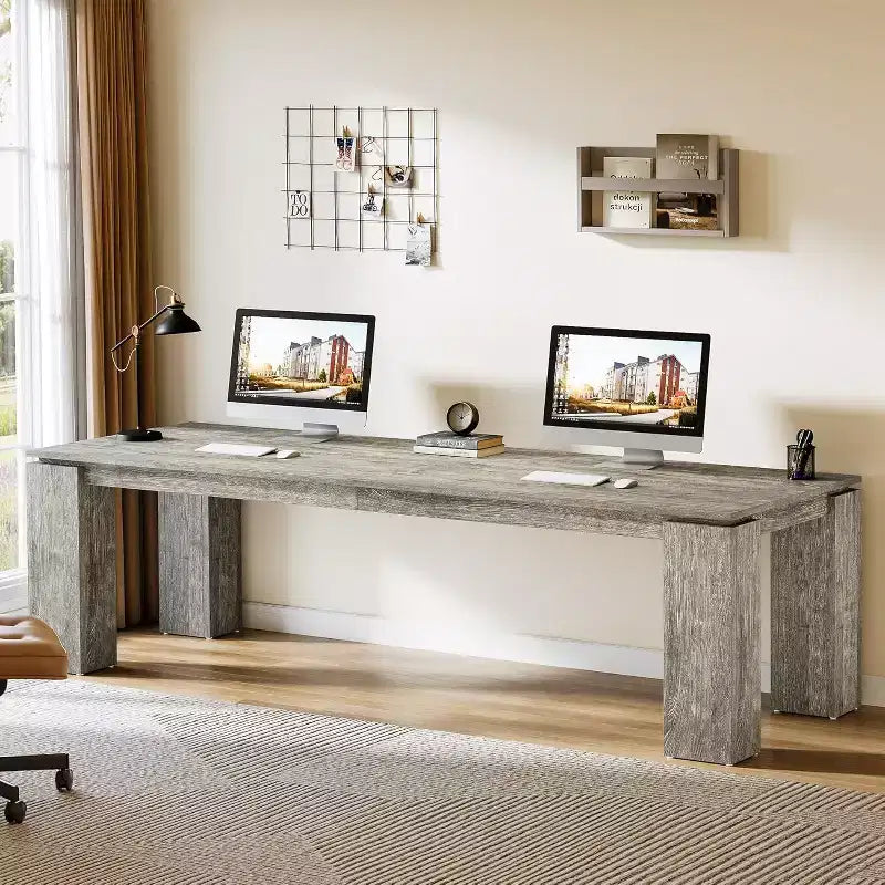 Lantine 86-Inch Two-Person Desk, Modern Double Computer Workstation and Extra Long Table for Home Office
