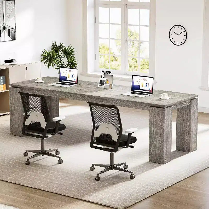 Lantine 86-Inch Two-Person Desk, Modern Double Computer Workstation and Extra Long Table for Home Office