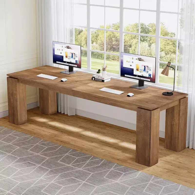 Lantine 86-Inch Two-Person Desk, Modern Double Computer Workstation and Extra Long Table for Home Office
