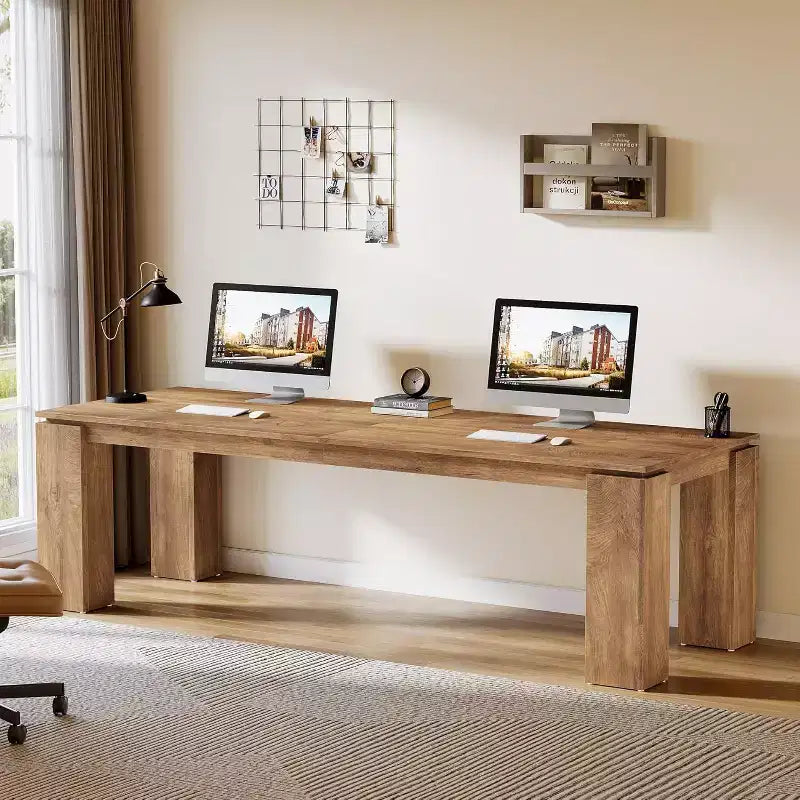 Lantine 86-Inch Two-Person Desk, Modern Double Computer Workstation and Extra Long Table for Home Office