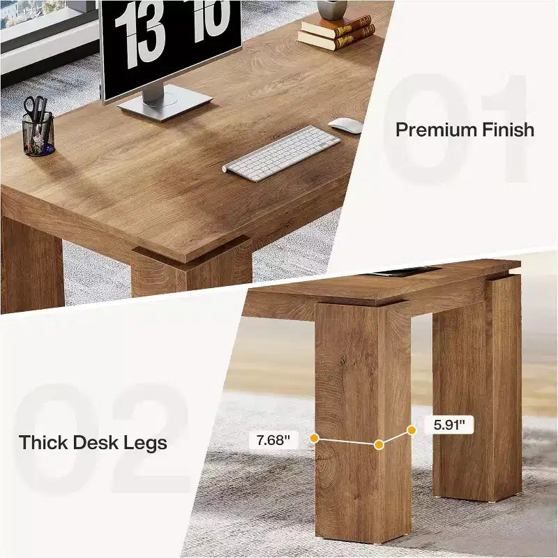 Lantine 86-Inch Two-Person Desk, Modern Double Computer Workstation and Extra Long Table for Home Office