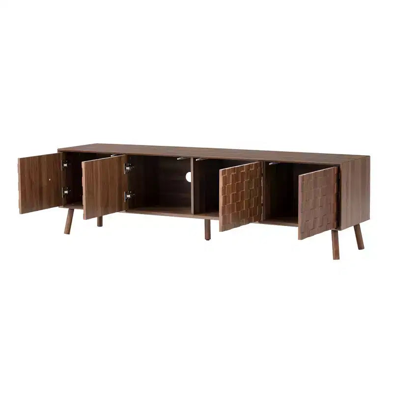 JVNOXK 70inch Modern TV Stand for TVs up to 80 inches for Living Room, Entertainment Center with Solid Wood Legs, Soft Closing Hinges
