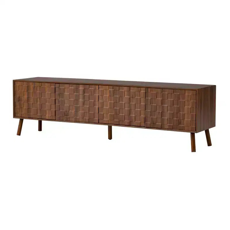 JVNOXK 70inch Modern TV Stand for TVs up to 80 inches for Living Room, Entertainment Center with Solid Wood Legs, Soft Closing Hinges