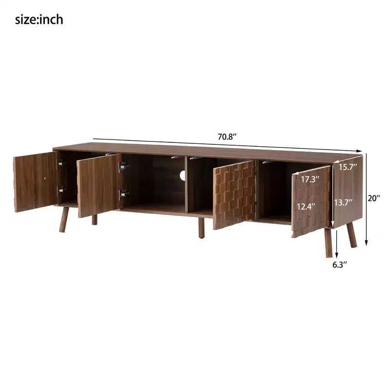 JVNOXK 70inch Modern TV Stand for TVs up to 80 inches for Living Room, Entertainment Center with Solid Wood Legs, Soft Closing Hinges