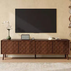 JVNOXK 70inch Modern TV Stand for TVs up to 80 inches for Living Room, Entertainment Center with Solid Wood Legs, Soft Closing Hinges