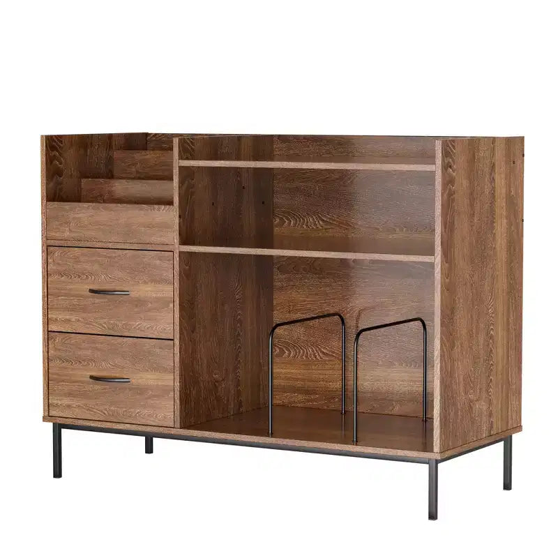 JVNOXK Medieval Modern Style Record Rack with Drawers Combined storage functionality, holds over 500 albums Sturdy wood and metal audio cabinet