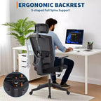 Acekool Black Ergonomic Mesh Office Chair with Adjustable Support for Home and Office