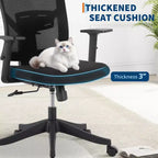 Acekool Black Ergonomic Mesh Office Chair with Adjustable Support for Home and Office