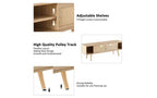 JVNOXK 35.5-inch rattan TV stand with double sliding doors for easy storage and adjustable shelves, natural color