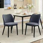 Upholstered Dining Chairs Set of 2, Velvet Fabric Kitchen Chairs with Curved Wingback and Wooden Legs for Living Room Bedroom, Grey