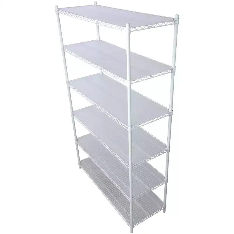 VIYET 6 Tier 6000LBS NSF Metal Wire Shelving, Heavy Duty Adjustable Storage Rack with Wheels & Shelf Liners (White)
