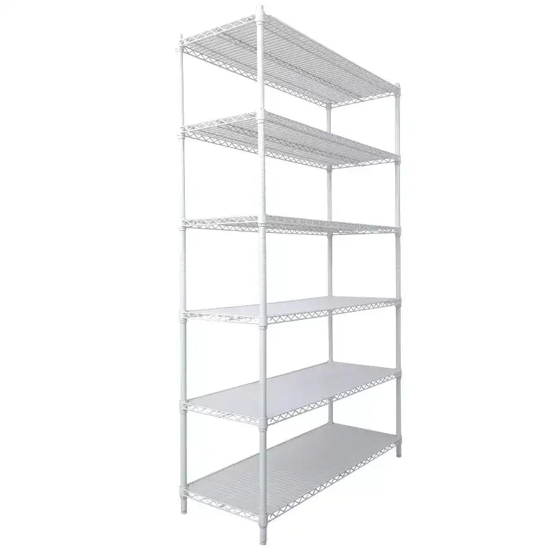 VIYET 6 Tier 6000LBS NSF Metal Wire Shelving, Heavy Duty Adjustable Storage Rack with Wheels & Shelf Liners (White)
