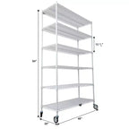 VIYET 6 Tier 6000LBS NSF Metal Wire Shelving, Heavy Duty Adjustable Storage Rack with Wheels & Shelf Liners (White)