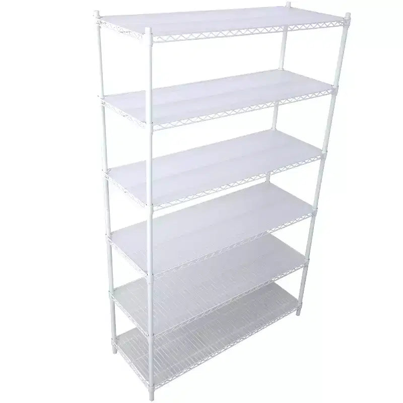 VIYET 6 Tier 6000LBS NSF Metal Wire Shelving, Heavy Duty Adjustable Storage Rack with Wheels & Shelf Liners (White)