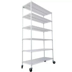 VIYET 6 Tier 6000LBS NSF Metal Wire Shelving, Heavy Duty Adjustable Storage Rack with Wheels & Shelf Liners (White)
