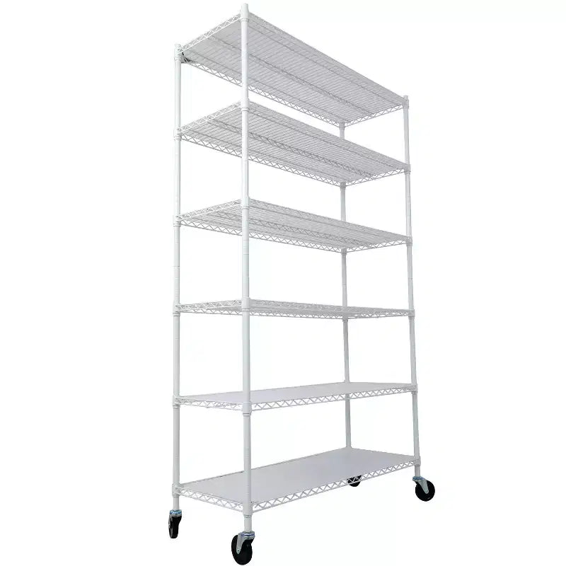 VIYET 6 Tier 6000LBS NSF Metal Wire Shelving, Heavy Duty Adjustable Storage Rack with Wheels & Shelf Liners (White)