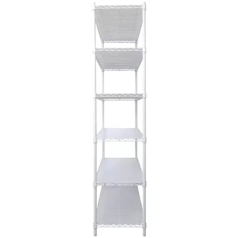 VIYET 6 Tier 6000LBS NSF Metal Wire Shelving, Heavy Duty Adjustable Storage Rack with Wheels & Shelf Liners (White)