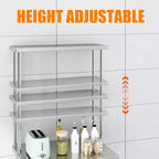 Commercial Double-Layer Stainless Steel Workbench Stand, Adjustable Double-Layer Design, Suitable for Restaurants, Kitchens, Garages and Workshops