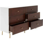 Genevieve 6 Drawer Dresser - DRS5002 - Walnut/White - Safavieh