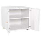 VIYET 23.6x23.6x23.6 Metal Mobile Printer Stand, Adjustable Shelf File Cabinet with Locking Wheels (White)