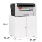 VIYET 23.6x23.6x23.6 Metal Mobile Printer Stand, Adjustable Shelf File Cabinet with Locking Wheels (White)
