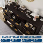 Fluted 7 Drawers Dresser for Bedroom,54Wide Modern Chest of Drawers,Curved Profile Design,Wood Storage Cabinet Organizer for Living Room,Hallway