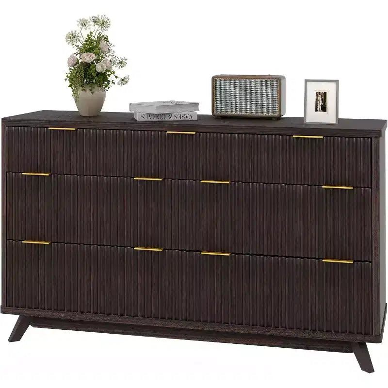 Fluted 7 Drawers Dresser for Bedroom,54Wide Modern Chest of Drawers,Curved Profile Design,Wood Storage Cabinet Organizer for Living Room,Hallway