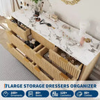 Fluted 7 Drawers Dresser for Bedroom,54Wide Modern Chest of Drawers,Curved Profile Design,Wood Storage Cabinet Organizer for Living Room,Hallway