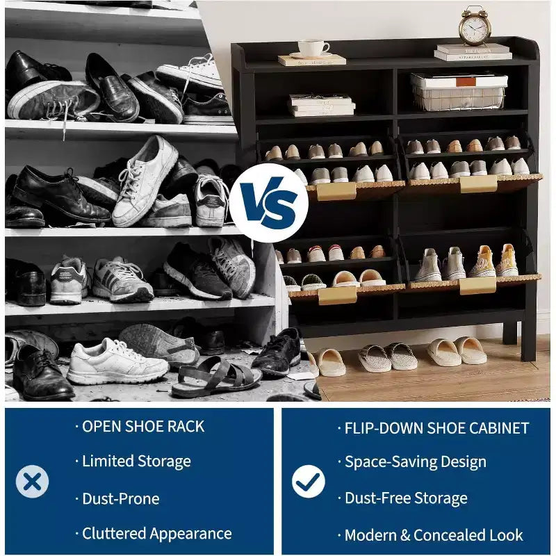 Acekool Shoe Storage Cabinet with 4 Flip Drawers, Slim Entryway Organizer with Adjustable Dividers, for Hallway or Bedroom