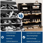 Acekool Shoe Storage Cabinet with 4 Flip Drawers, Slim Entryway Organizer with Adjustable Dividers, for Hallway or Bedroom