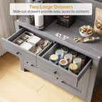 Kitchen Pantry Cabinet with Microwave Stand, Freestanding Hutch Cabinet with Buffet Cupboard, Tall Storage Cabinets for Kitchen, Dining Room