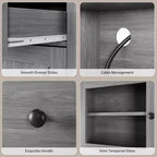 Kitchen Pantry Cabinet with Microwave Stand, Freestanding Hutch Cabinet with Buffet Cupboard, Tall Storage Cabinets for Kitchen, Dining Room