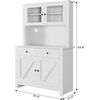 Kitchen Pantry Cabinet with Microwave Stand, Freestanding Hutch Cabinet with Buffet Cupboard, Tall Storage Cabinets for Kitchen, Dining Room