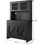 Kitchen Pantry Cabinet with Microwave Stand, Freestanding Hutch Cabinet with Buffet Cupboard, Tall Storage Cabinets for Kitchen, Dining Room