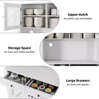 Kitchen Pantry Cabinet with Microwave Stand, Freestanding Hutch Cabinet with Buffet Cupboard, Tall Storage Cabinets for Kitchen, Dining Room