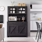 Kitchen Pantry Cabinet with Microwave Stand, Freestanding Hutch Cabinet with Buffet Cupboard, Tall Storage Cabinets for Kitchen, Dining Room