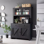 Kitchen Pantry Cabinet with Microwave Stand, Freestanding Hutch Cabinet with Buffet Cupboard, Tall Storage Cabinets for Kitchen, Dining Room