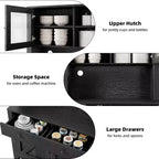 Kitchen Pantry Cabinet with Microwave Stand, Freestanding Hutch Cabinet with Buffet Cupboard, Tall Storage Cabinets for Kitchen, Dining Room