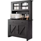 Kitchen Pantry Cabinet with Microwave Stand, Freestanding Hutch Cabinet with Buffet Cupboard, Tall Storage Cabinets for Kitchen, Dining Room