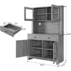 Kitchen Pantry Cabinet with Microwave Stand, Freestanding Hutch Cabinet with Buffet Cupboard, Tall Storage Cabinets for Kitchen, Dining Room