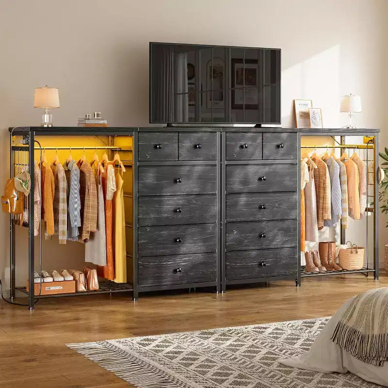Dresser with 6 Drawers, Storage Tower, Organizer Unit, Fabric Dresser for Bedroom, Hallway, Entryway, Closets, Gray