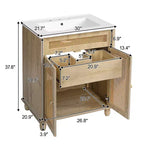 JVNOXK 31.8-inch Round Grooved Storage Coffee Table, Solid Pine Wood, Sliding Doors, Spacious Interior Compartments, Durable, Walnut Finish
