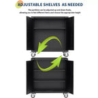 Rolling Tool Storage Cabinet with Wheel, Heavy Duty Metal Garage Storage Organizer with Adjustable Shelf & Locks, Tool Cabinet for Warehouse Workshop