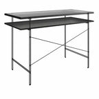TUYOHW 43.3 Computer Desk,Laminated Engineered Wood Office Desk with Open Shelf,Fluted Glass Desktop,Writing Desk for Home Office,Small Spaces,Black