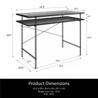 TUYOHW 43.3 Computer Desk,Laminated Engineered Wood Office Desk with Open Shelf,Fluted Glass Desktop,Writing Desk for Home Office,Small Spaces,Black