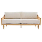 Mid-century Loveseat Sofa with Soft Upholstery, Rattan Armrests & Wooden Legs, 2-Seater Sofa for Living Room, Bedroom, or Apartment-Panipeachy