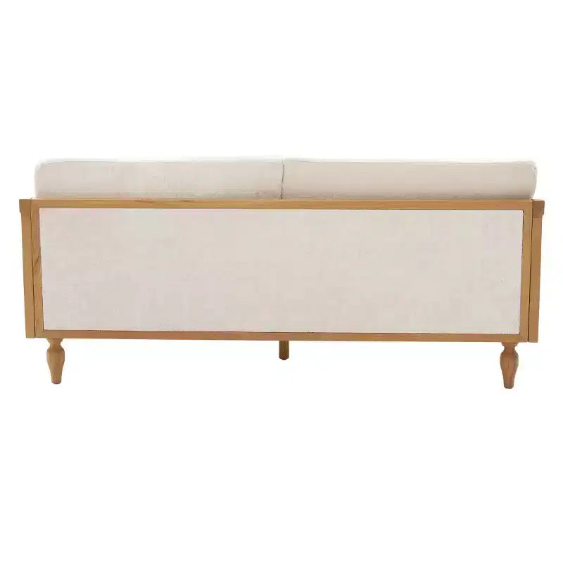Mid-century Loveseat Sofa with Soft Upholstery, Rattan Armrests & Wooden Legs, 2-Seater Sofa for Living Room, Bedroom, or Apartment-Panipeachy