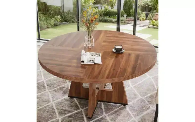 TUYOHW Wood Dining Table with Thickened Tabletop,47 Round Kitchen Table for 4-6,Spacious & Multifunctional Table for Dining Room,Living Room