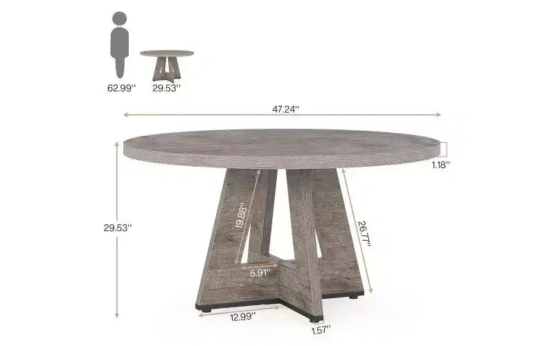 TUYOHW Wood Dining Table with Thickened Tabletop,47 Round Kitchen Table for 4-6,Spacious & Multifunctional Table for Dining Room,Living Room